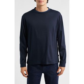 BOSS Talley Cotton Crewneck Top in Dark Blue at Nordstrom, Size Xx-Large
