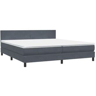 vidaXL Cama Box Spring Con Colch&oacute;n Terciopelo Gris Oscuro 180x210 Cm Vidaxl