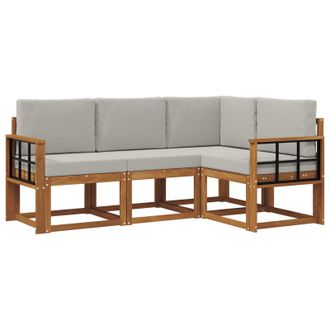 vidaXL Conjunto De Sof&aacute;s De Exterior 4 Pcs Gris Natural Y Claro Vidaxl