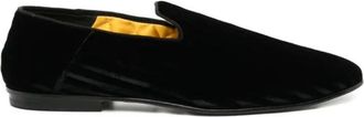 Tom Ford Striped Velvet Steven Slipper - Heren - Schoenen - Zwart - Maat: 42 EU Velours