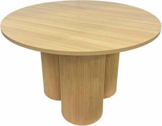 Oviala Mesa de comedor redonda moderna de 120 cm efecto madera clara
