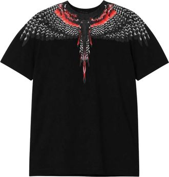 Marcelo Burlon Feather Print T-Shirt - Heren - T-shirts - Zwart - M - Katoen - Tops