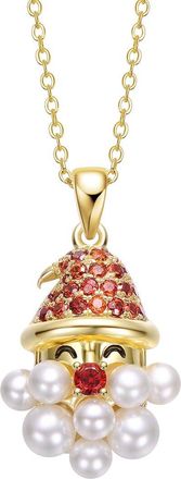 Rachel Glauber 14K Plated Cz Santa Necklace