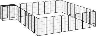 vidaXL Jaula Perros 38 Paneles Acero Recubierto Polvo Negro 50x100 Cm Vidaxl