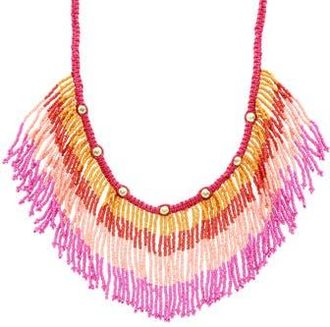 Olivia Welles Neon Waterfall Beaded Fringe Necklace in Gold /Fuchsia at Nordstrom Rack