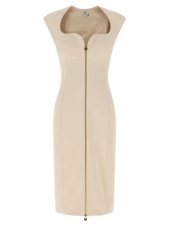 Elisabetta Franchi Beige Heart-shaped neckline dress