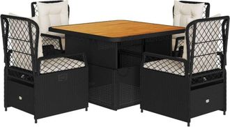vidaXL Set De Muebles Jard&iacute;n 5 Pzas Con Cojines Rat&aacute;n Sint&eacute;tico Negro Vidaxl