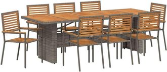 vidaXL Garden Dining Set 9 pcs Grey and Brown 240 x 90 x 75 cm vidaXL