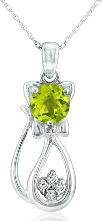 SuperJeweler 1 Carat Gemstone and Diamond Cat Necklace In Sterling Silver With 18 Inch Chain