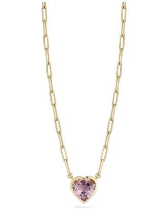 Ember Fine Jewelry 14K Amethyst Heart Paperclip Chain Necklace