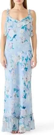 Steve Madden Malenna Floral Ruffle Chiffon Maxi Dress in Bloom at Nordstrom, Size Xx-Large