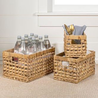 Happimess Hayden Bohemian Cottage Handwoven Hyacinth Rectangular Nesting Baskets with Handles, in Natural at Nordstrom