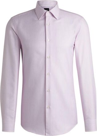 BOSS Slim-fit shirt in striped cotton twill