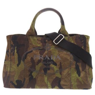 Prada Camouflage Canvas Handbag Shoulder Bag Tote Bag (Pre-Owned)