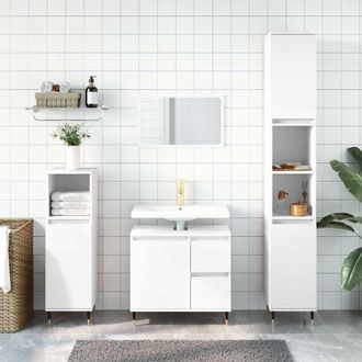 vidaXL Armario De Ba&ntilde;o Madera Contrachapada Blanco 65x33x60 Cm Vidaxl