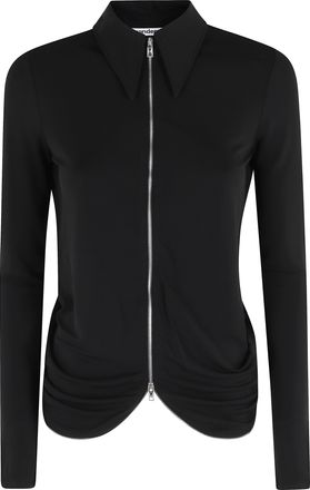 Alexander Wang Black Drape Back Continuous-Zipper Viscose-Blend Shirt