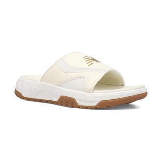 New Balance Womens Slide Sandal, Linen/Sea Salt/Gold, 10