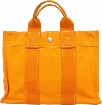 Herm&egrave;s Orange Canvas Tote Bag (Pre-Owned)