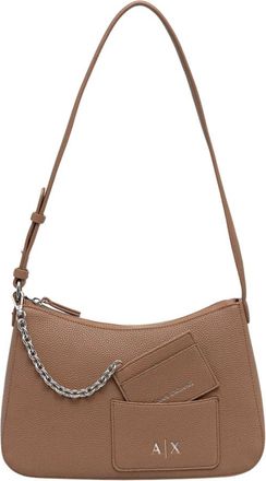 A|X Armani Exchange Bolso bandolera con grano texturizado y cadena - Bags - Mujer - Beige - ONE SIZE