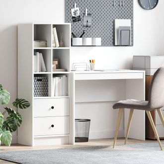 Berkfield Home Desk with Storage White Engineered Wood