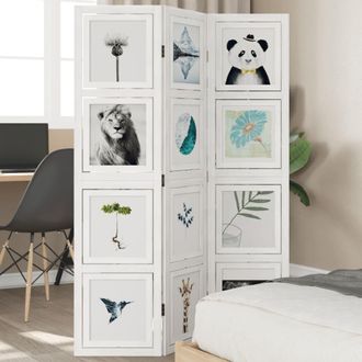 vidaXL Biombo Separador De 3 Paneles Madera Maciza Paulownia Blanco Vidaxl