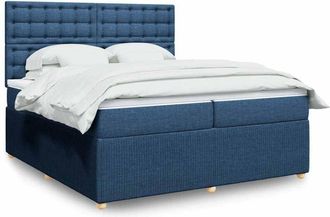 vidaXL Vidaxl - Cama Box Spring Con Colch&oacute;n Tela Azul 200x200 Cm