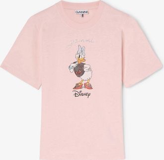 Ganni Pink Daisy Duck Printed Baby Fit T-shirt - Size XXS Organic Cotton