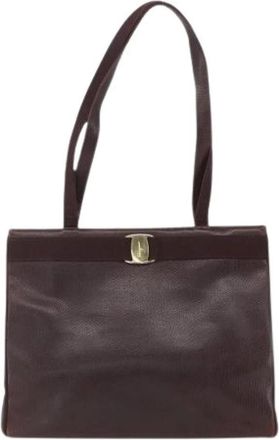 Ferragamo Pre-owned Leren Schoudertas - Dames - Vintage Schoudertas - Bruin - ONE Size - Leer - Vintage
