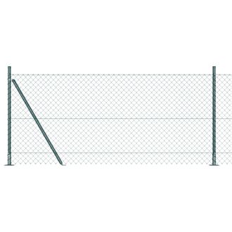 Berkfield Home Chain Link Fence with 7 Flanged Posts 0.8x10 m Galvanised Steel in Green