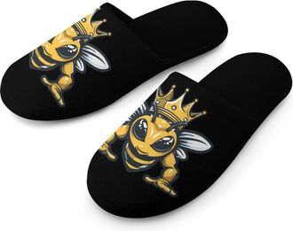 Generic Funny Strong Bees Mens Slippers Warm Non-Slip Houes Shose Spa Slipper for Home Bedroom