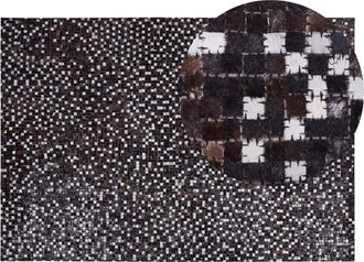 Beliani Alfombra De Piel Marr&oacute;n Y Plata 140 X 200 Cm Estilo R&uacute;stico Patchwork Akkese