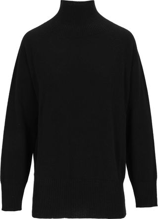 Kangra Cashmere Raglan Turtleneck Sweater with Side Slits and Ribbed Details