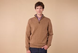 Bexley Jersey con cuello cremallera Avellana y gris jaspeado - KEYDEN II