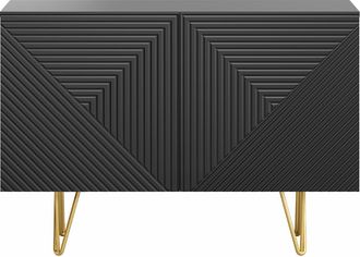Miliboo Aparador Negro Y Metal Dorado 2 Puertas 107 Cm Ozen