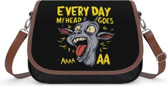 Generic Goat Everyday My Head Goes Leather Crossbody Bags for Women Messenger Handbag Purse Shoulder Bag