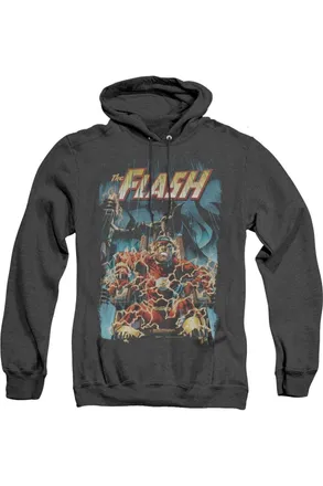Gildan Justice League of America Electric Chair Adult Heather Hoodie / Hooded Sweatshirt