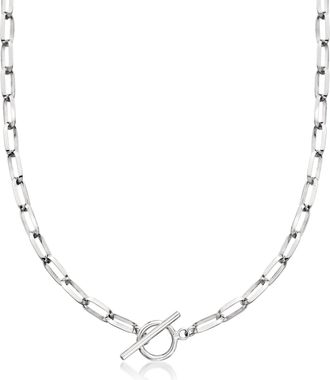 Ross-Simons Sterling Silver Paper Clip Link Toggle Necklace