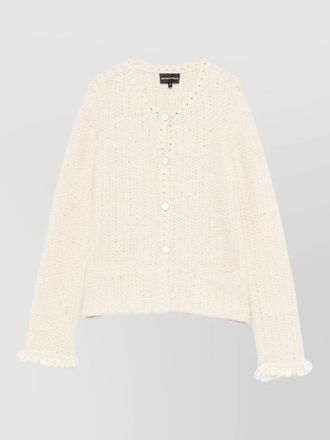 Emporio Armani knit blazer jacket fringe round neck