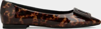Roger Vivier Gommettine Turtle Printed Leather Ballerina Flats