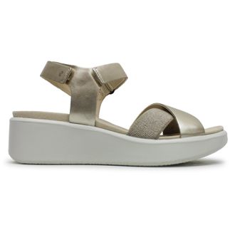 Ecco Ecco Flowt Wedge LX 273323 Leather Womens Comfort Sandals - Pure White Gold - Size:UK 5-5.5