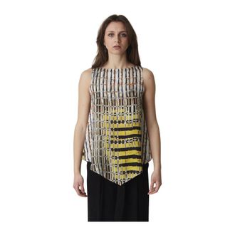 Manila Grace Sleeveless Tops, female, Multicolor, M, Asymmetric Top for Women