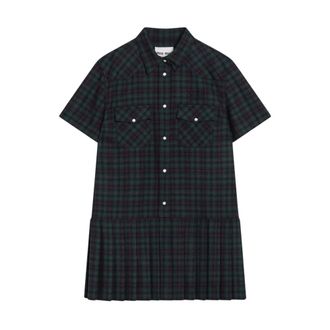 Miu Miu Kleedjes, Dames, Groen, L, Wol, Geborduurde Mini-jurk van Wol