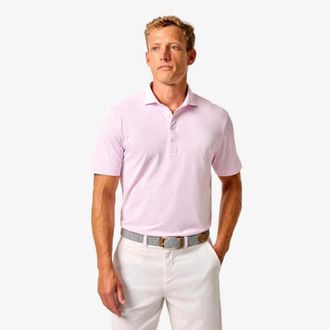 Johnnie-O Johnnie-O Polo Shirt Mens Pink Stetson Stripe Mesh Golf Performance DSGL761