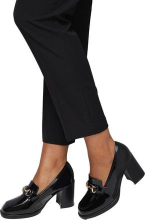 Wallis Wide Fit Daffie Snaffle Trim High Block Heeled Loafers, 8, True Black