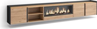 Skraut Home Skraut Home - Mueble Tv, Televisi&oacute;n, Muebles De Sal&oacute;n, Almacenaje, 315x35x50cm, Para Tv Hasta 80, Chimenea El&eacute;ctrica Xxl, Colgado, Suspendido, Estilo 