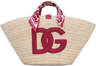Dolce & Gabbana Kendra tote bag - women - Calf Leather/Vegetable Fibres/Silk - One Size - Neutrals