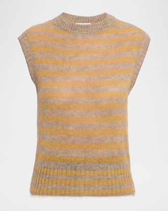 Brunello Cucinelli Mohair Striped Sleeveless Sweater