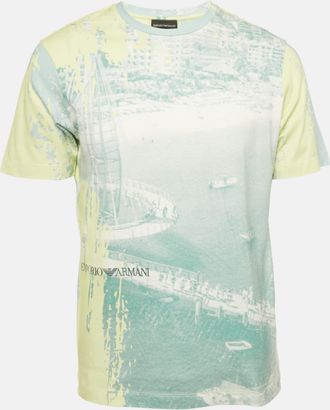 Emporio Armani Green Abstract Print Jersey Crewneck T-Shirt