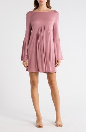 Go Couture Bell Sleeve Swing Dress in Dark Mauve at Nordstrom Rack, Size Small