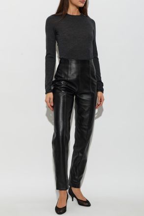 Alaia Leather Trousers, Womens, Black